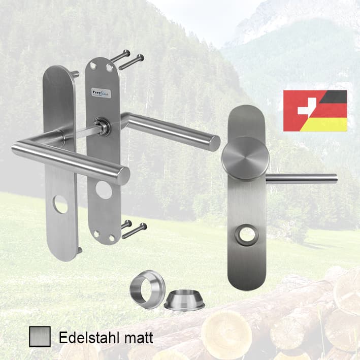 Freyline Schutzbeschlag-Garnitur in Edelstahl matt für den Schweizer Markt