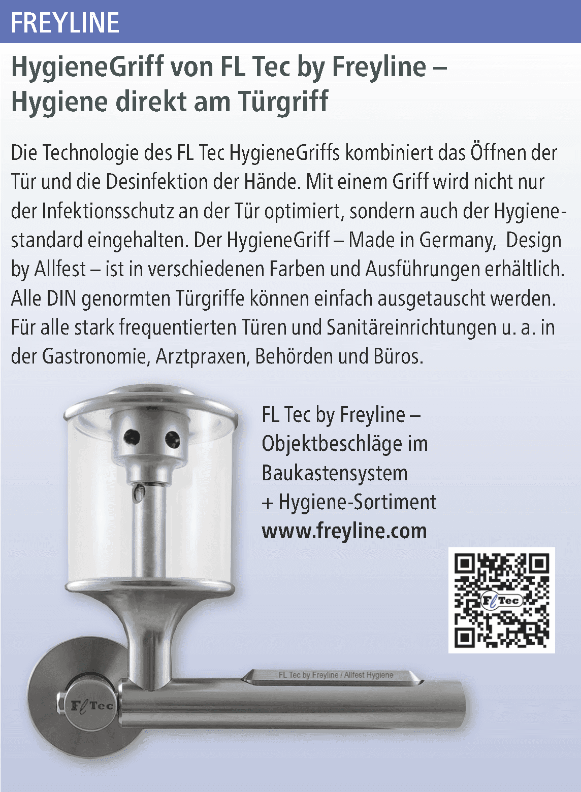 Anzeige: HygieneGriff von FL Tec by Freyline – Hygiene direkt am Türgriff